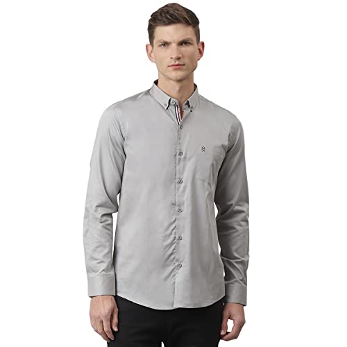 Image of Thomas Scott Men's | Solid | Full Sleeve | Regular Fit | Cotton Blend | Button Down | Single Pocket | Casual Shirt