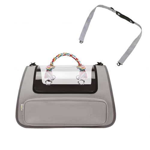 ペット キャリー付き 通気性と耐久性、折り畳み ペットキャリー 耐荷重7kg 猫 キャリーケース 大型猫・小型犬用,Gray