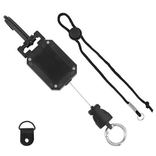 Retractable CB Mic Holder, CB Radio Microphone Hanger with D-Ring & Adjustable Lanyard Durable Snap Clip Mount Mic Retractable Tether for Car Truck Off-Road Vehicle Drivers Accessories