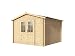 Woodtex Holz Gartenhaus Blockbohlenhaus CA2875 Houston | Wandstärke 28 mm | Naturbelassen | BxTxH: 310 x 298 x 226 cm | Doppeltür mit Echtglas | Sockelmaß: 280 x 280 cm | Satteldach