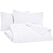 Amazon Basics Brushed Microfiber 3 Pieces Duvet Cover Set, Full/Queen, Bright White, Striped