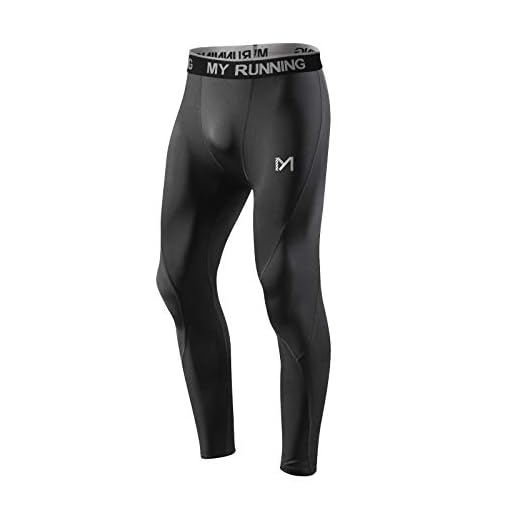 MEETYOO Kompressionsbyxor män, sport leggings andas fitness strumpbyxor funktionstvätt byxor underbyxor lång för löpning vandring cykling (svart-1, XL)