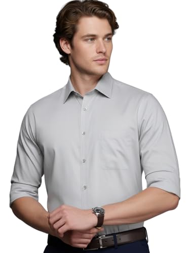 Image of Raymond Men Slim Fit Structure Pattern Pure Cotton Semicutaway Collar Full Sleeve Formal Shirt