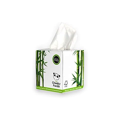 The Cheeky Panda Bamboo Facial Tissues Cube Box | Soft, Strong and Sustainable Tissues | Perfect Table Size Tissue Box | 56 Tissues Cover