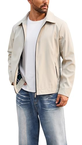 QTE Lightweight Jackets for Men Casual Windbreaker Stylish Light Fall Spring Golf Work Dress Business Coat