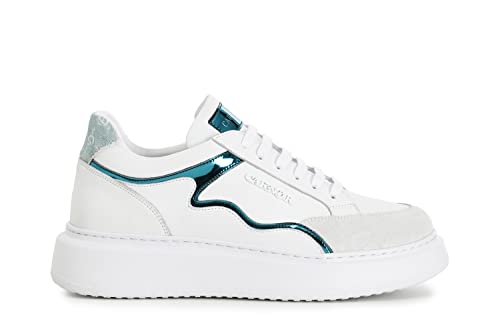Cafè Noir C1DE1810 Baskets plateforme tendance en cuir blanc pour femme