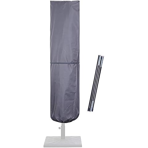 SUPERJARE Patio Umbrella Cover with Rod for 7 to 11 Ft Umbrellas & 15 Ft Double-Sided Umbrellas, 600D Protective Waterproof Cover with Zipper, Gray Cover