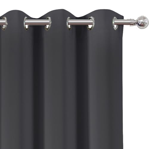 Image of LEMOMO Dark Grey Blackout Curtains 42 x 54 Inch Length Set of 2 Panels Grommet Bedroom Curtains for Living Room
