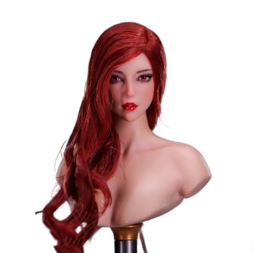 Tête de figurine miniature YMT084 cheveux longs rouges de qualité supérieure