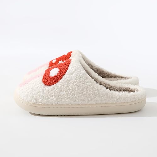 Image of Women's Men's Cute Fuzzy Heart Slippers Memory Foam Fluffy Couple Slippers Cozy House Indoor Outdoor Shoes