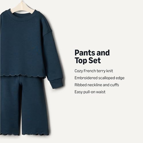 Image of Amazon Essentials x Sofia Grainge Toddlers and Baby Girls' French Terry Sweatshirt Pant and Top Set