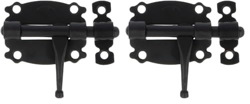 Amig - Pasador de Sobreponer para Puertas y Muebles | Pestillo de Seguridad para Cierre Horizontal | Cerrojo de Acero Acabado en Negro | Estilo Rústico | Medidas: 40 x 40 mm | Incluye Tirafondos