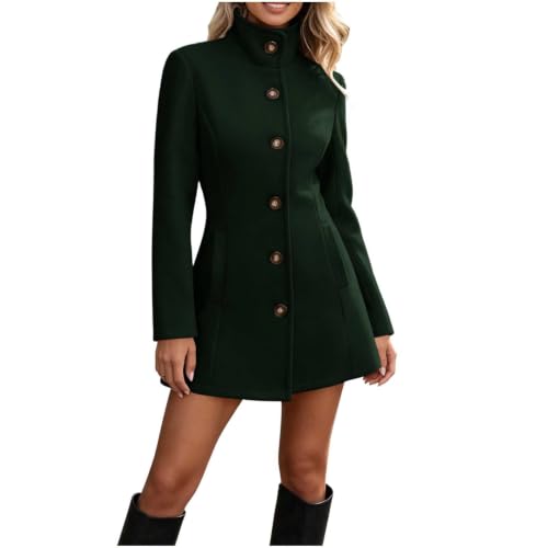 Womens Coat Stand Collar Mid Length Mid Length Jacket Fall Winter Outerwear - image 1