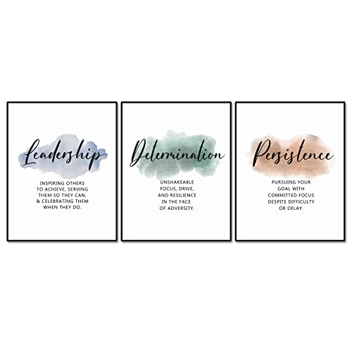 Leadership Office Wall Art Set Of 3 Prints Inspirational Office Decor Determination Persisitence Quote Boss Lady Home Office Work Home Decor Unframed (11X14 INCH)