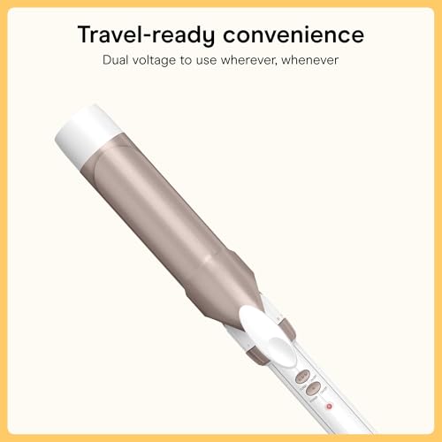 Image of Conair Double Ceramic 1 -Inch Curling Iron | Double Ceramic 1 -in. Barrel for Soft Waves and Loose Curls on Medium to Long Hair, White /Rose Gold, CD703L