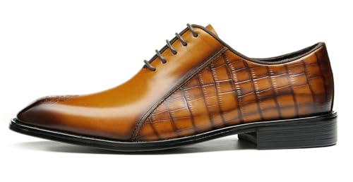 Santimon Oxfords Shoes for Men Formal Dress Derby Genunie Leather Plain Toe Brogues Modern Suit Shoes Men's Fashion Lightweight Prom Wedding Tuxedo Business Causal Comfortable Shoes2