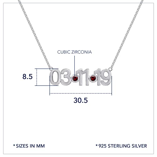 J'admire 14K Gold Clad Sterling Silver Or Brass Custom Personalized Name Plate Birthstone Necklace For Woman Man Unisex Mother's Day Gift, 16" + 2" Extender (Date) #TOP5