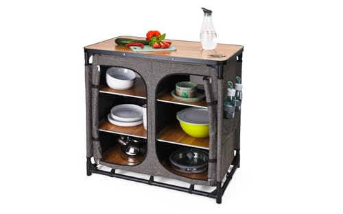 camp LIFE Capri Küchenbox | Campingschrank Campingküche Reiseküche faltbar mit Aluminiumgestell | Outdoor Küchenschrank Camping Küche Miniküche für Vorzelt inkl. Tragetasche (S)