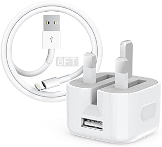 Unique Secure iPhone Charger Plug & CableApple MFi Certified w/ 2M Fast Charging Syncing Lightning Cable & USB Wall Plug Charger Compatible w/ iPhone 12/12Pro/13/13 Pro/SE/11/XS Max/XR/X/8/7