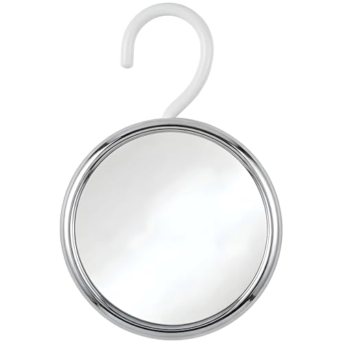 Mirrorvana Miroir de Douche antibuée pour Rasage avec Crochet de Suspension, Surface incassable antibuée et pivotant à 360° – 43,2 cm (chromé)