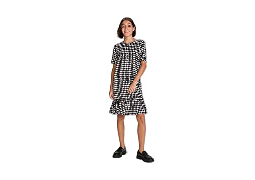 Vestido Curto Estampado Com Babado