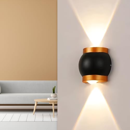 Image of GIGAWATTS 2W Pot Shape Wall Light with 2 Way COB LED 120 Beam Angle Exterior Indoor Mount Fixture Up Down Sconce Lamp for Home Balcony Living Room Bedroom & Outdoor (1Pc, Warm White)