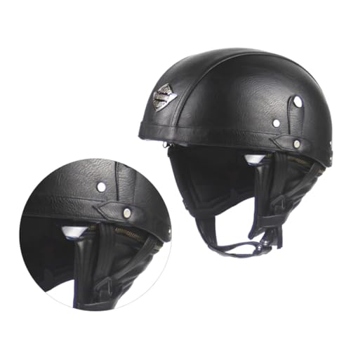 Casco abierto de motocicleta retro en cuero y ABS para adulto en scooter 4