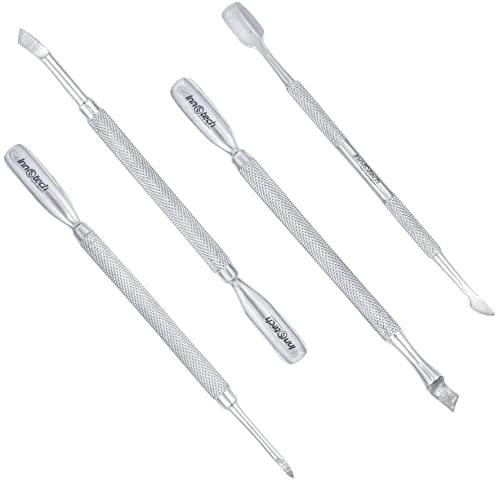 Innotech Nagelhautschieber Set 4 teiliges Nagelhautentferner Werkzeug für Nagelpeeling, Gel Nagelentfernungs Nagelhautschieber fFingernägel Zehennägel, nagelhautschieber edelstahl, Neonnagelschiebe Cover