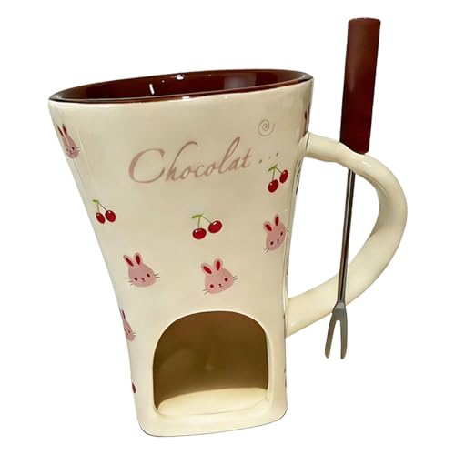 Ronyme Mug à fondue au chocolat 130 ml, chauffe-beurre, ustensiles de cuisine, tasse à fondre le chocolat, appareils de cuisine pour, soirée en, Blanc