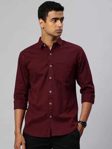 Image of Majestic Man Comfort Slim Fit Solid Pure Cotton Self Design Casual Shirt