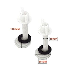 Elegant Casa Western Toilet Seat Cover Screw, Nuts and Washers Hinges Kit Clamp Plastic White Colour 1 Pair Set Size EC-110mm-Bolt Elegant Casa Western Toilet Seat Cover Screw, Nuts and Washers Hinges Kit Clamp Plastic White Colour 1 Pair Set Size EC-110mm-Bolt