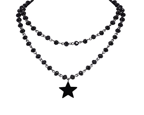 Sacina Goth Layered Star Choker, Gothic Choker, Black Jewelry, Gothic Emo Punk Grunge Necklace, Halloween Christmas Jewelry Gift For Women
