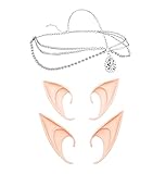 Merroyal Fashion Rhinestones Headband with 2 Pairs Elf Ears Dress Up Costume Cosplay (Sliver and skin tone)