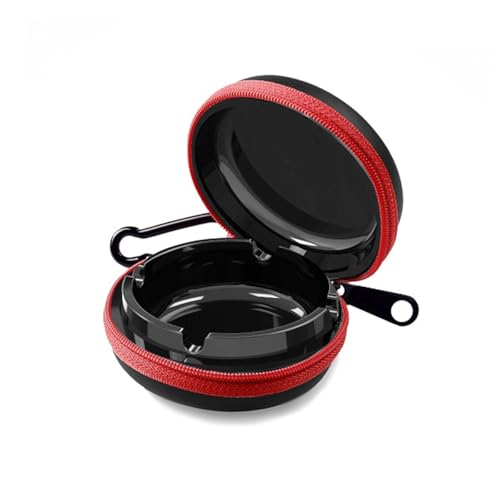 FEMONGY cenicero portatil, cenicero portatil bolsillo, cenicero portátil, cenicero antiolores, Se abre fácilmente, gran capacidad, apto para viajes (Negro)