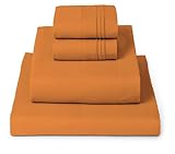 Mellanni Bed Sheet Set Brushed Microfiber 1800 Bedding - Wrinkle, Fade, Stain Resistant - Hypoallergenic - 4 Piece (Full, Persimmon)