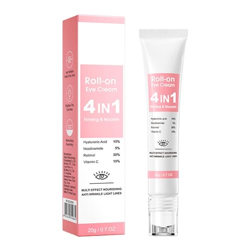 Crème contour des yeux 4 en 1 - Sérum pour les yeux - Contre les cernes et les poches sous les yeux - Raffermissant et hydratant - Soin des yeux