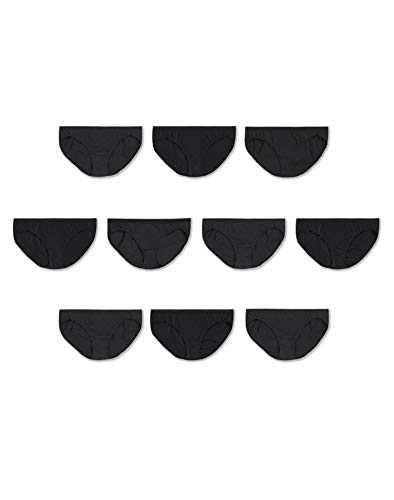 Hanes Women's Cotton Bikini Panties Multi-Packs, 10 Pack-Black, 8 #TOP1