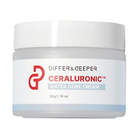 GGD GYEONGGIDO COMPANY Differ&Deeper Ceraluronic Water Core Cream1.76 oz (50g) - Multi-Layer Hydration with 10 Hyaluronic Acids & Ceramides, Lightweight & Non-Greasy, Korean Skincare Cover