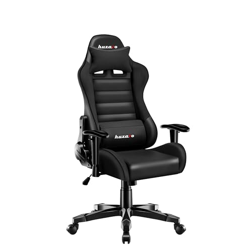 huzaro Ranger 6.0 Gaming Stuhl Kinder ergonomischer Drehstuhl für 100–160 cm, bequemer Pc Stuhl mit Lendenkissen and Kopfstütze, atmungsaktivem Huge Mesh und Verstellbarer Rückenlehne, Schwarz