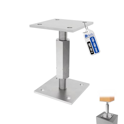 GeZu Impex Support de poteau hauteur reglable 100 x 100 mm Lot de 4