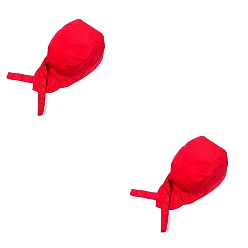 LIFKOME 2pcs Fashion Skull Hat Chef Cap Catering Skull Cap Ribbon Canvas Material