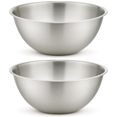 eMKay® Pack of 2 Stainless Steel Mixing Bowl 20CM | Mirror Polished Nesting Bowl for Baking Cooking & Food PREP | Lightweight DEEP Metal Bowl | Dishwasher Safe Stackable Rust Resistant