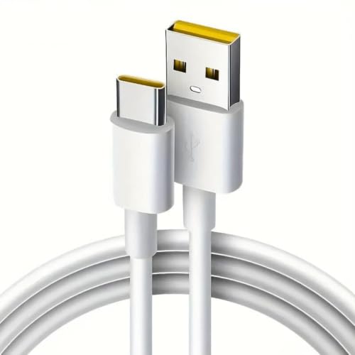 Image of USB-C charging cable Compatible with Galaxy S21 FE, White 1MTR, 27W, File Transfer Cable, Sync & Charge Cable & Reinforced Connector Joints