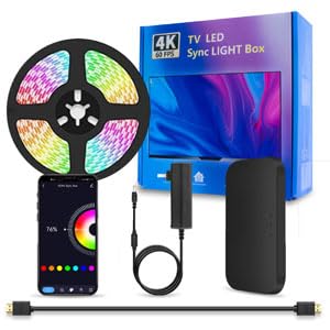 DoHome LED TV Backlight with HDMI Sync Box for 75-85 inch TVs 16.4ft RGBIC WiFi LED Light Strip App Control with Sound and Scene Sync Compatible with Alexa and Google Assistant for Games and Movies