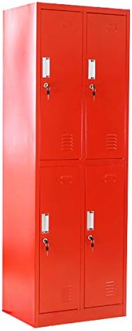 Amazon Co Jp ロッカー おしゃれ スチールロッカー 4人用 レッド 鍵付き スペアキー付 2列2段 スチール製 収納 オフィス 事務所 会社 業務用 オフィスロッカー スチールキャビネット オフィス用品 スリム かぎ付き 更衣ロッカー 四人用 4枚扉 シリンダー錠 赤 Sy4dred