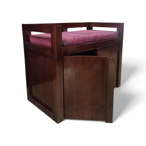 Image of Premium Teak Wood Living Room Furniture Walnut Matte Finish Fabric Upholstered Living Room Sethi Handcrafted Seating