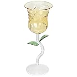EPIGEIST Copa de Vino Forma de Rosa Amarilla 200Ml Vaso de Vidrio para Beber Copa de Cóctel para San Valentín Bar Restaurante Fiesta