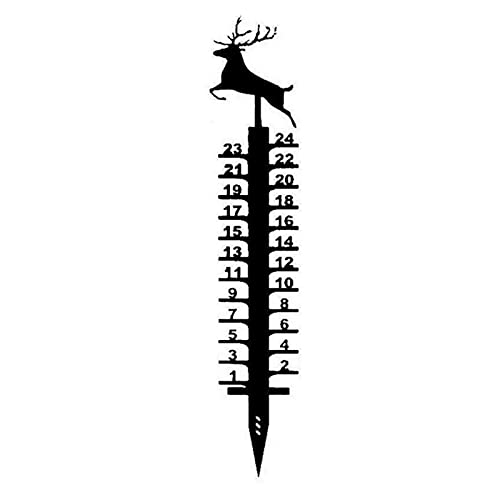 Snow Gauge, Iron Art Snow Gauge Outdoor 24 in Deer Snow Gauge, Handmade Metal Garden Snow Gauge Garden Pile (Reindeer)