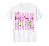 First Day of 1st Grade Bow Kids Girl Teachers Back to School T-Shirt