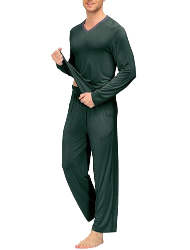 Image of JINSHI Men's Pajama Sets Soft Lightweight Sleepwear Nightwear with Pocket